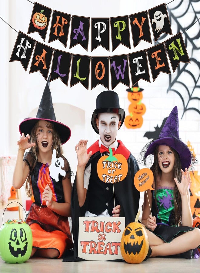 Yoshiky Happy Halloween Banner Decorations - Happy Halloween Sign & Party Decorations for Indoor/Outdoor - Hanging Party Favors & Backdrop Garland for Outside Inside - Image 4